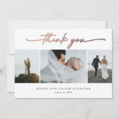 手書きバラ金ゴールド結婚スクリプトの写真 サンキューカード (正面)