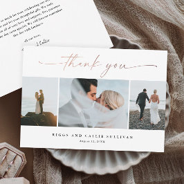 手書きバラ金ゴールド結婚スクリプトの写真 サンキューカード