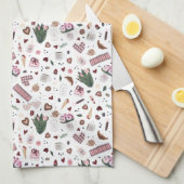 手書きバレンタインのパターン キッチンタオル (四つ折り)