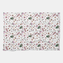 手書きバレンタインのパターン キッチンタオル