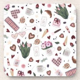 手書きバレンタインのパターン コースター