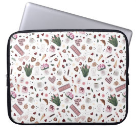 手書きバレンタインのパターン ラップトップスリーブ