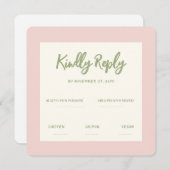 手書きパステルレトロウェディングRsvp招待状 招待状 (正面/裏面)