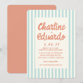 手書きパステルレトロ結婚式招待状カード 招待状 (正面/裏面)