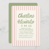 手書きパステルレトロ結婚式招待状カード 招待状 (正面/裏面)