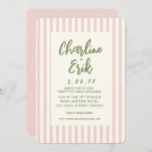 手書きパステルレトロ結婚式招待状カード 招待状 (正面/裏面)