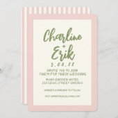 手書きパステルレトロ結婚式招待状カード 招待状 (正面/裏面)
