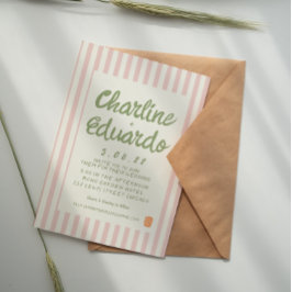 手書きパステルレトロ結婚式招待状カード 招待状