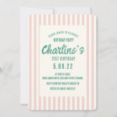 手書きパステルレトロ21歳の誕生日パーティー 招待状 (正面)