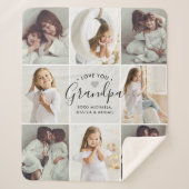 手書きパーソナライズされたのおじいちゃんの愛8枚写真 シェルパブランケット (正面)