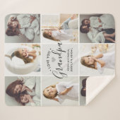 手書きパーソナライズされたのおじいちゃんの愛8枚写真 シェルパブランケット (正面(横))