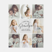 手書きパーソナライズされたのおじいちゃんの愛8枚写真 フリースブランケット (正面)