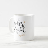 手書きパーソナライズされたの花嫁付きマグ コーヒーマグカップ (正面左)