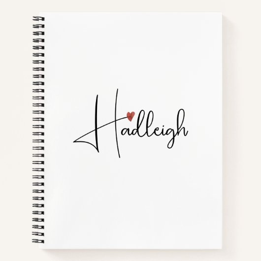 手書きパーソナライズされたスクリプト名 ノートブック (正面)