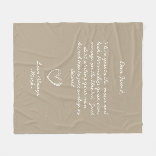 手書きパーソナライズされたメッセージ友だち家族 フリースブランケット (正面(横))