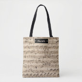 手書きパーソナライズされたヴィンテージシート音楽トート トートバッグ (正面)