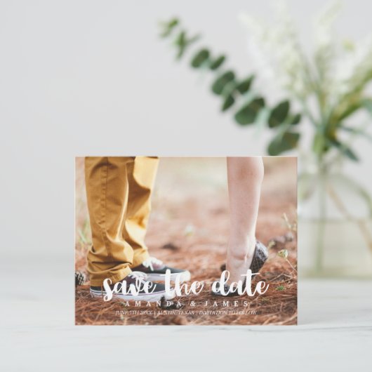 手書きパーソナライズされた写真の日付の保存 案内ポストカード (スタンド正面)