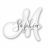 手書きパーソナライズされた名モノグラムの前ステッカー シール (正面)