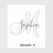 手書きパーソナライズされた名モノグラムの前ステッカー シール (シート)