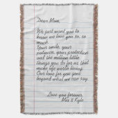 手書きパーソナライズされた文字ラブメッセージママ スローブランケット (正面縦)