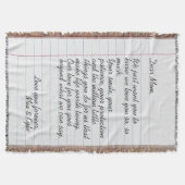 手書きパーソナライズされた文字ラブメッセージママ スローブランケット (正面)