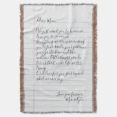 手書きパーソナライズされた文字ラブメッセージママ スローブランケット (正面縦)