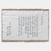 手書きパーソナライズされた文字ラブメッセージママ スローブランケット (正面)