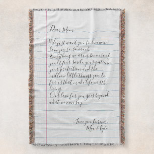手書きパーソナライズされた文字ラブメッセージママ スローブランケット