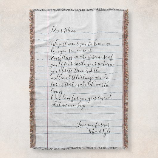 手書きパーソナライズされた文字ラブメッセージママ スローブランケット