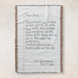 手書きパーソナライズされた文字ラブメッセージママ スローブランケット