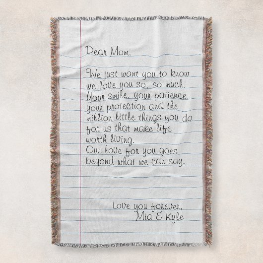 手書きパーソナライズされた文字ラブメッセージママ スローブランケット