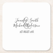 手書きパーソナライズされた紙コースター名の日付 スクエアペーパーコースター (正面)
