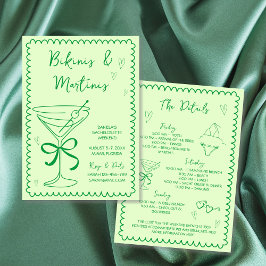 手書きビキニ&マルチニスグリーンバチェロレッテ 招待状