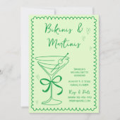 手書きビキニ&マルチニスグリーンバチェロレッテ 招待状 (正面)