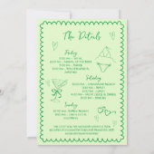 手書きビキニ&マルチニスグリーンバチェロレッテ 招待状 (裏面)