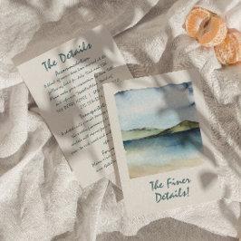 手書きビーチビューユニークレトロ結婚の詳細 エンクロージャーカード