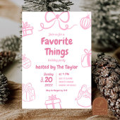 手書きピンクお気に入りののアイテム交換パーティー 招待状