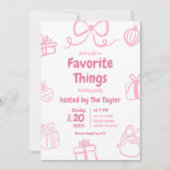 手書きピンクお気に入りののアイテム交換パーティー 招待状 (正面)