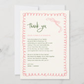 手書きピンクとグリーン結婚の写真 サンキューカード (裏面)