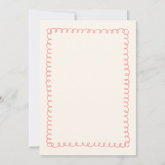 手書きピンクと緑のおもしろい結婚式招待状 招待状 (裏面)