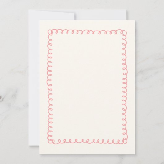 手書きピンクと緑のフランスのおもしろい結婚 セーブザデート (裏面)