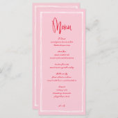 手書きピンクと赤フランスの結婚の メニュー (正面/裏面)