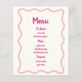 手書きピンクウェー縁どブブライダルシャワーメニュー (正面)