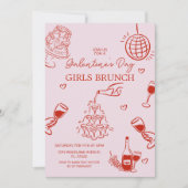 手書きピンクガレンティーズガールズナイトパーティー 招待状 (正面)
