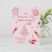 手書きピンクガレンティーズガールズナイトパーティー 招待状 (スタンド正面)