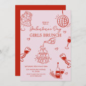 手書きピンクガレンティーズガールズナイトパーティー 招待状 (正面/裏面)