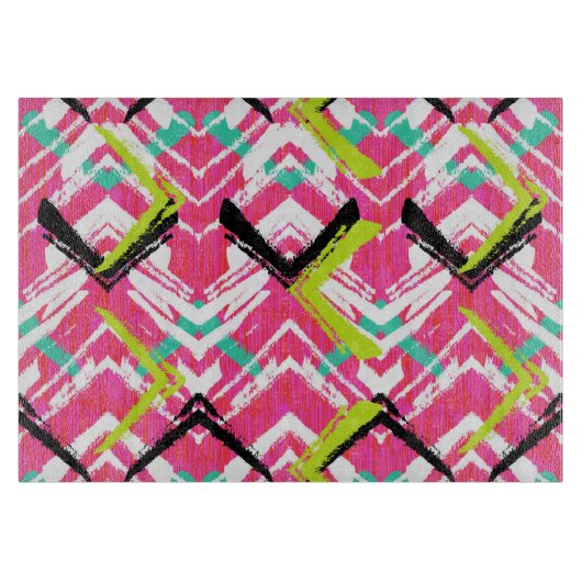 手書きピンクジグザグパターン カッティングボード (正面)