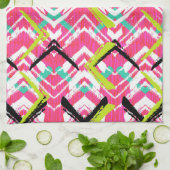 手書きピンクジグザグパターン キッチンタオル (折り畳み)