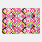 手書きピンクジグザグパターン キッチンタオル (横)
