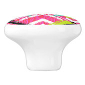 手書きピンクジグザグパターン セラミックノブ (側面)